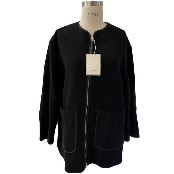 Toteme Felted Wool Zip Up Jacket Black 38 Medium Black - Picture 2 of 8